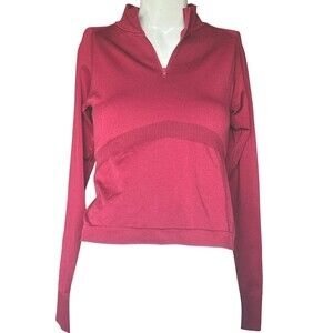 Victoria Secret Pink Activewear Long Sleeved Maroon Half Zip Top Burgundy Jacket